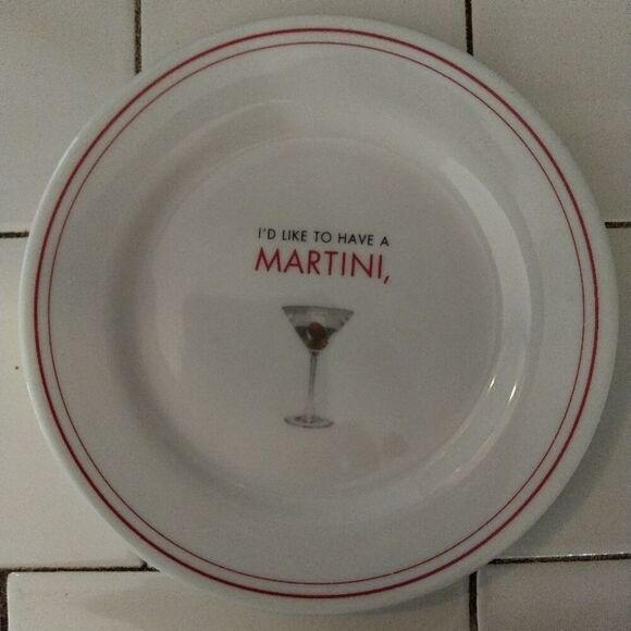 4 Vintage Restoration Hardware Dorothy Parker 7" Cocktail Plates Martini Fun - Picture 1 of 5